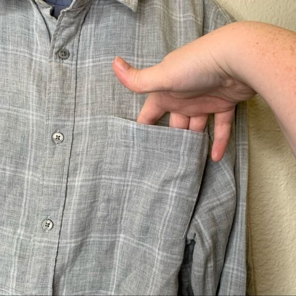 Vince men’s Windowpane gray collared cotton casual Button-Down Shirt size medium - Picture 9 of 12